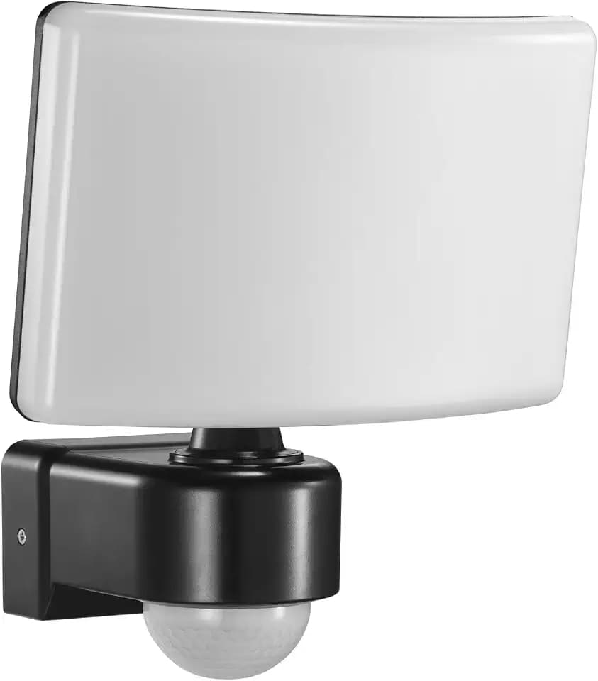 EL-HOME LED Außenstrahler ML-40B7 mit Bewegungssensor 10 m / 240° PIR, 30W, 2200lm, Dämmerungssensor, IP65, AC 230V – für den Außenbereich, Wandleuchte, Garten Lampe, Scheinwerfer - Schwarz