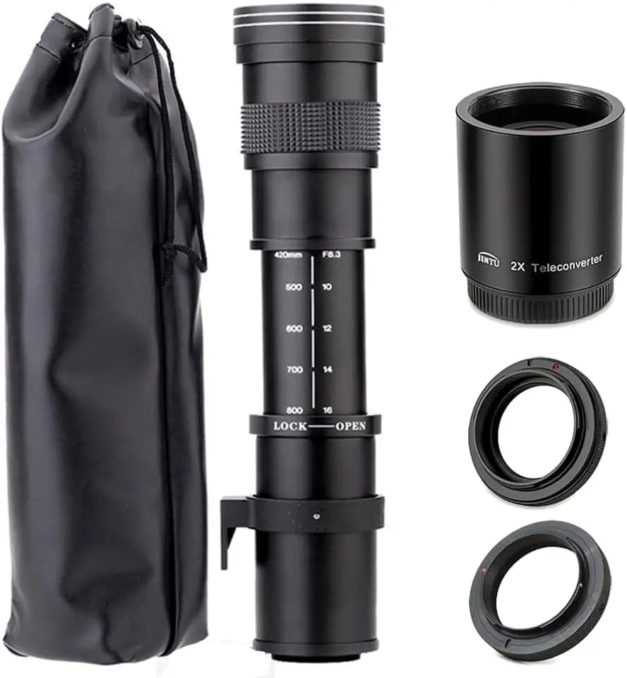 JINTU 420-1600mm Telephoto Zoom Lens for Canon EOS Rebel T7i T6 T6i T6s T7 T8i T3i, T4i, T5, T5i, SL2, SL1 4000D 2000D 80D 90D 5D 6D 7D II 60D 750D 650D D3500 D850 D7500 D5600 D3400