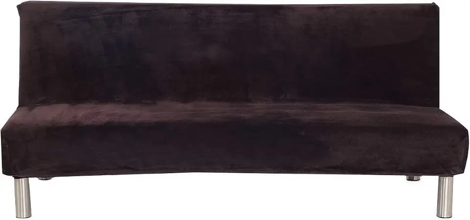 Sofa-Schonbezug aus Samt und Plüsch, 3-Sitzer, für den Winter, dicker Stretchstoff, Sofabettbezug, einfarbig, rutschfest, elastisch, passt auf Klappsofa ohne Armlehnen coffee