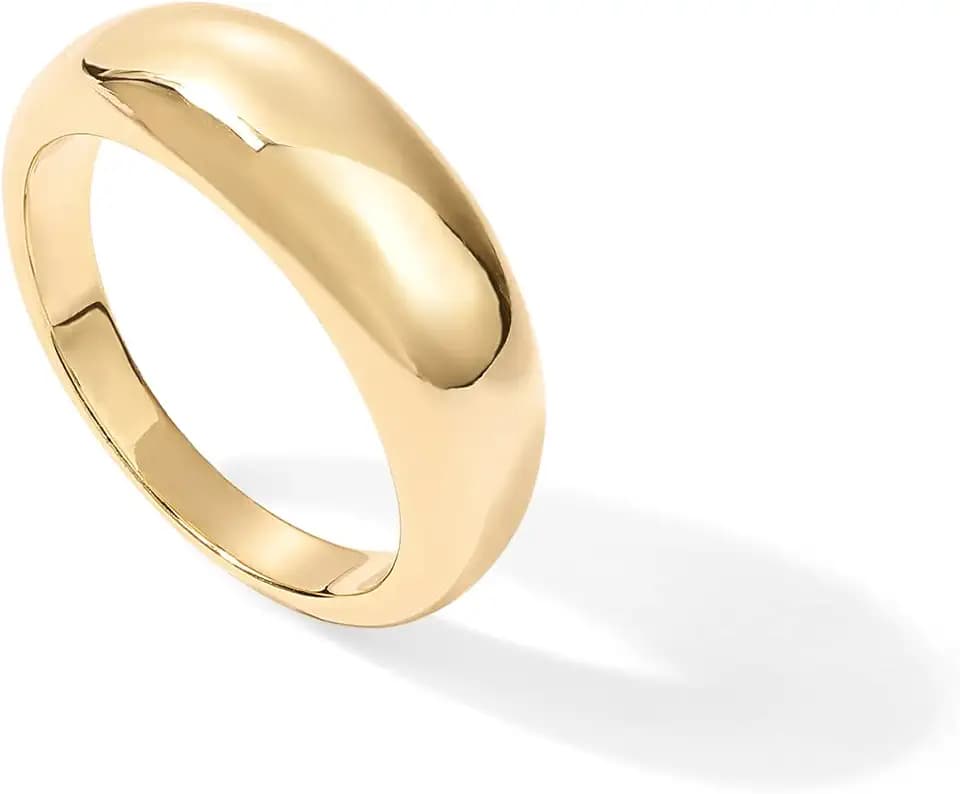 PAVOI 14K Gold Plated Chunky Dome Ring for Women, Puffy Stackable Rings