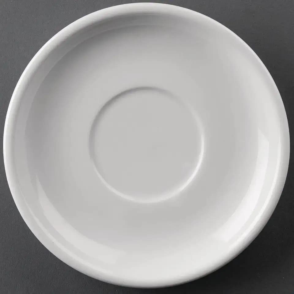 Olympia Athena Untertassen 145 mm/5,75 Zoll (24 Stück), weißes Porzellan, passend für Tassen CC201, GG870 und CC200, Catering-Ausrüstung, splitterfest, mikrowellen-/spülmaschinenfest, CC202