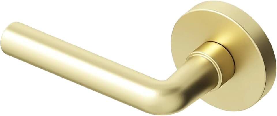 Okun Arc Dummy Door Handle, Brushed Champagne Gold Non-Turning Door Lever 1-Pack – Decorative Reversible Interior Handle for Closet, Pantry, Hallway & French Doors, Sleek Modern Design