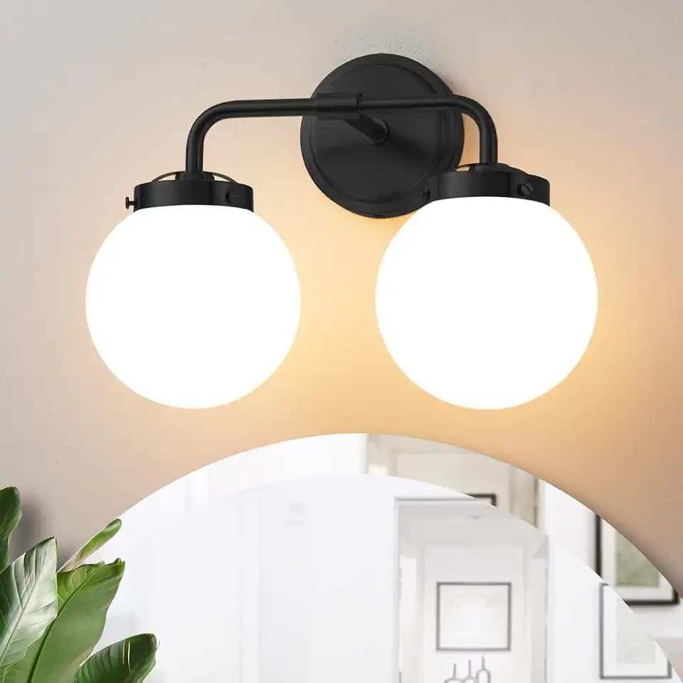 Bathroom Light Fixtures 14in 2-Light Matte Black Vanity Lights for Mirror