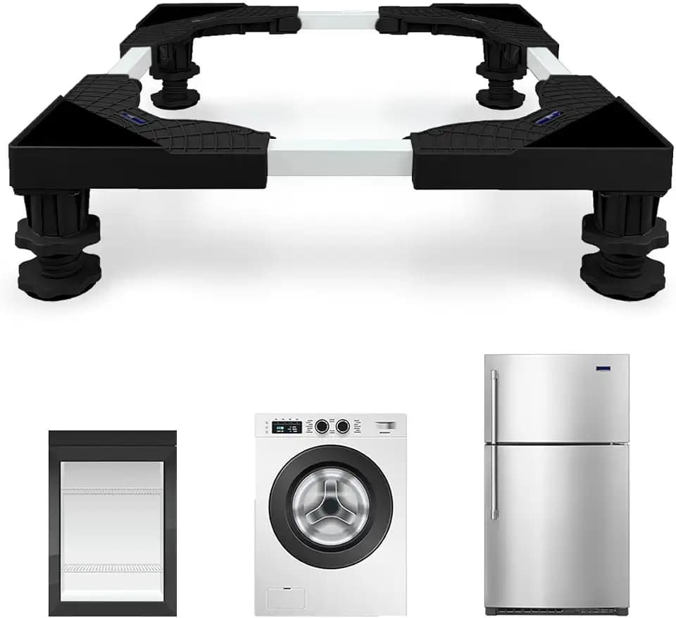 Mini Fridge Stand Adjustable Universal Base with 4 Strong Feet Washer Dryer Pedestal for Small Refrigerator, Portable Compact Washer or Dryer, Black