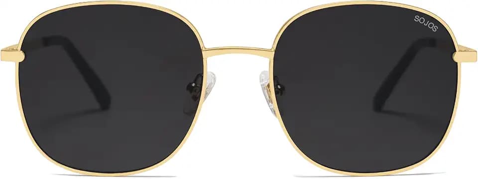 SOJOS Classic Trendy Square Sunglasses for Women Men Cute Big Frame Gold Shades SJ1137