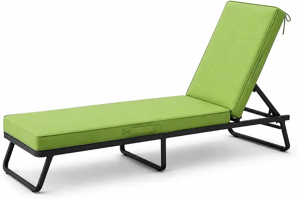Chaise Lounge Cushions Outdoor Waterproof and Fade Resistant 72x21x3 Inch Lounge Cushions for Outdoor Patio Chair Cushions with Removable Cover & Ties for Pool, Deck, Lawn, Beach, Green