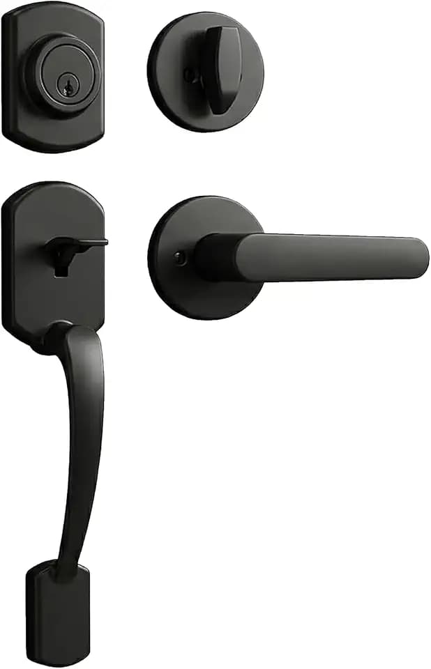 Matte Black Front Door Handle and Deadbolt Sets Exterior Door Lock