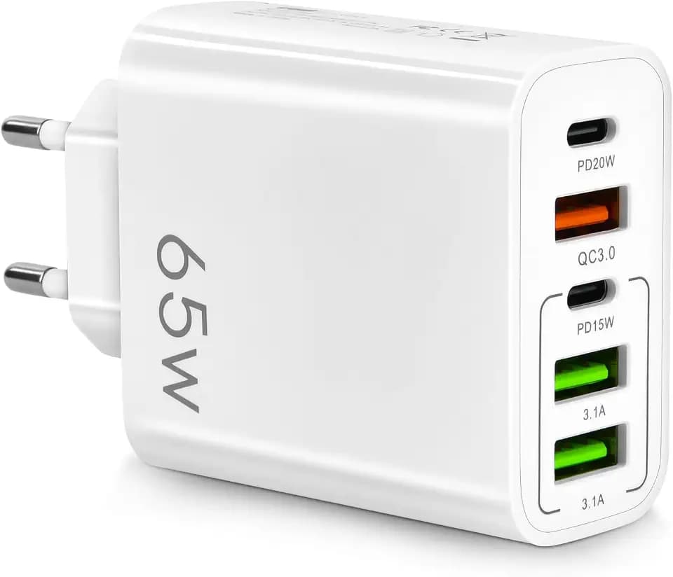 AXFEE 65W Multi USB C Ladegerät,5 Ports Mehrfach Ladegerät mit USB-C＆USB-A
