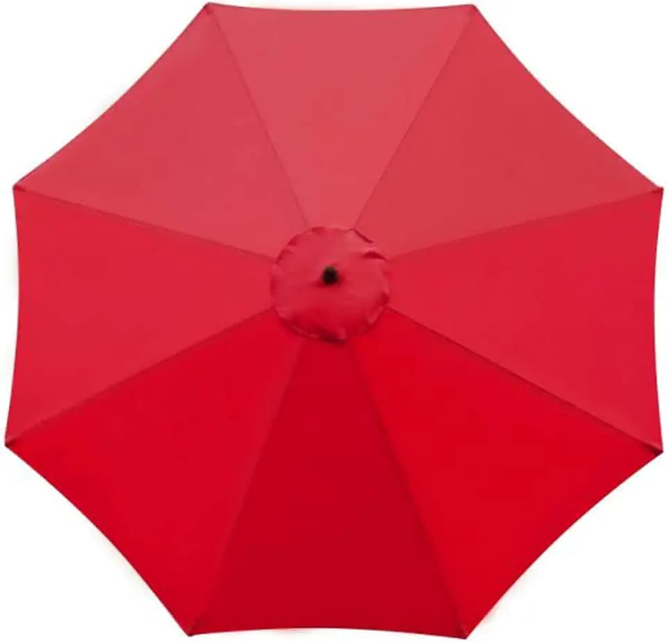 SMLJFO Replacement 8 Rib Parasol Cover, 3 m Market Table Umbrella, UV Protection, Red