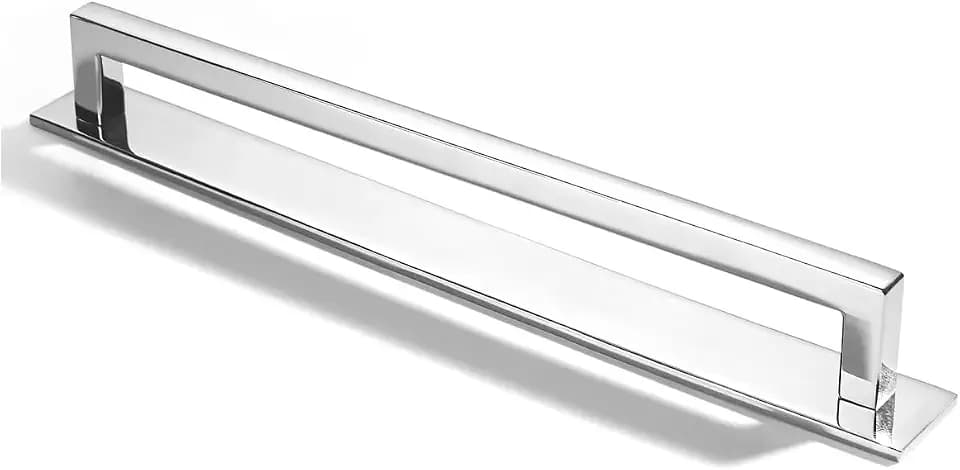 khtumeware 5 Pack 8 Inch Hole Center Polished Chrome Cabinet Pull with Backplate Solid Heavy-Duty Handles with Base Plate Cabinet Hardware Drawer Pulls Kitchen Cabinet
