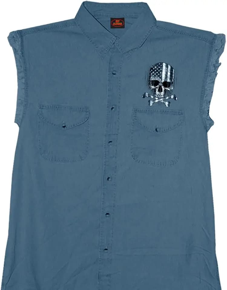 Milwaukee Leather Mens Printed Denim Shirt -MPMH115XX