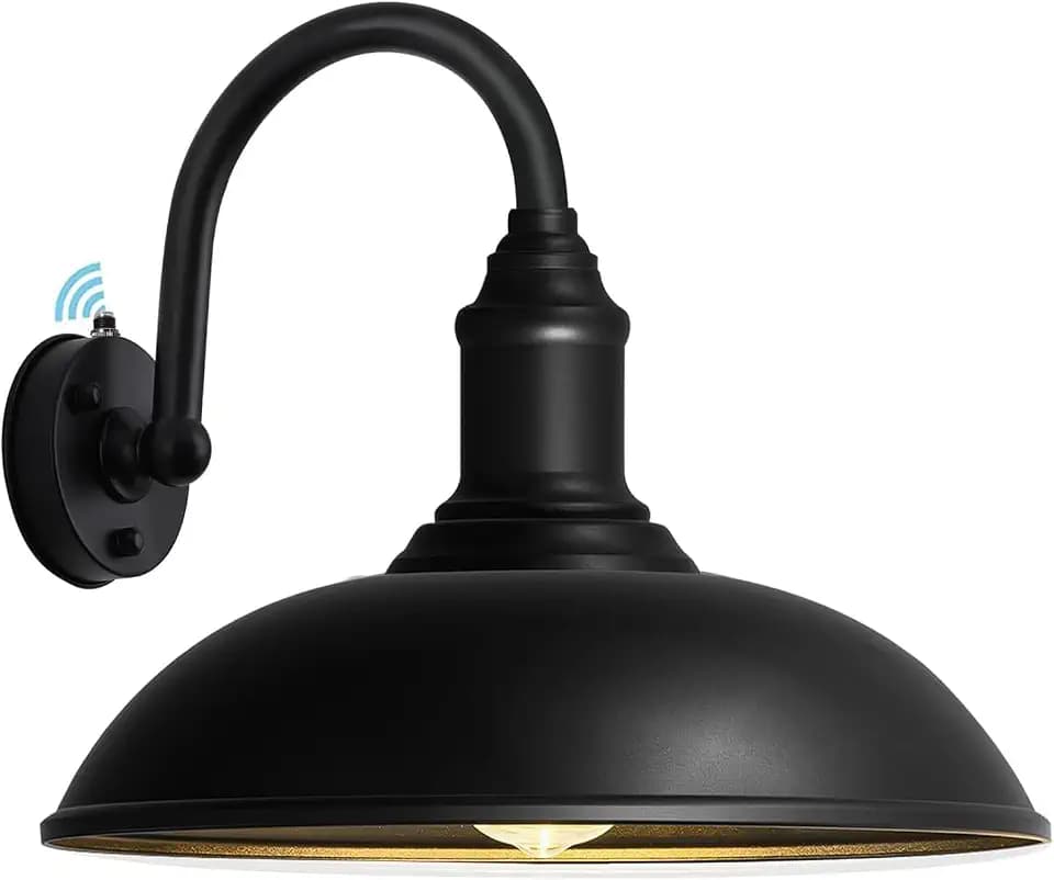 18" Large Outdoor Barn Light, Dusk to Dawn Sensor, Garage & Porch