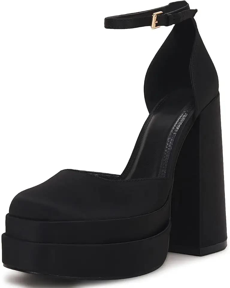 VETASTE Womens Platform Heels Chunky High Heels Ankle Buckle Strap Pumps Party Wedding Dress Shoes