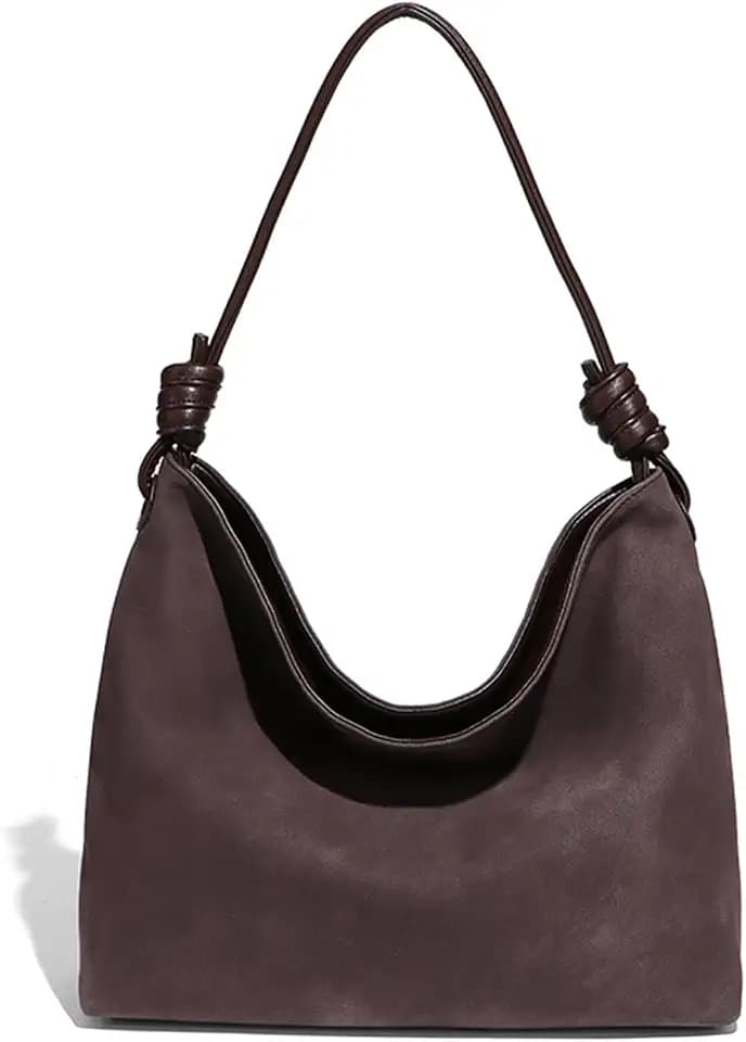 Women’s Soft Suede Hobo Tote – Lightweight Slouchy Shoulder Handbag for Everyday Elegance (Chocolate)