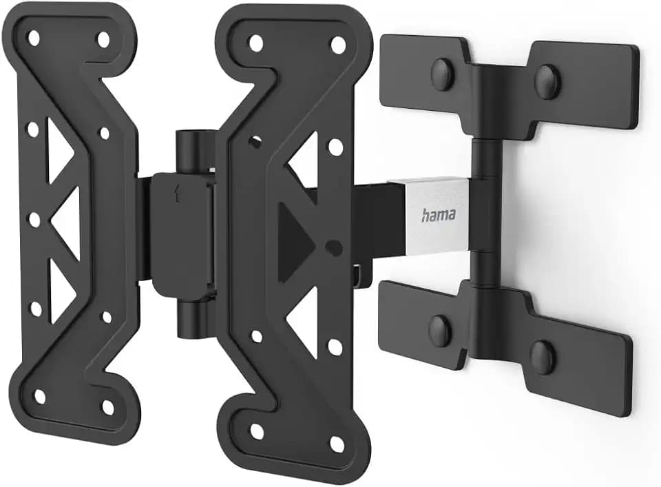 Hama TV Wandhalterung Schwenkbar, Neigbar, Slim (19-48 Zoll TV Halterung für Fernseher bis zu 25 kg, max. VESA 200x200, 1 Arm, Ausziehbare Halterung inkl. Fischer-Dübel & Bohrschablone) schwarz
