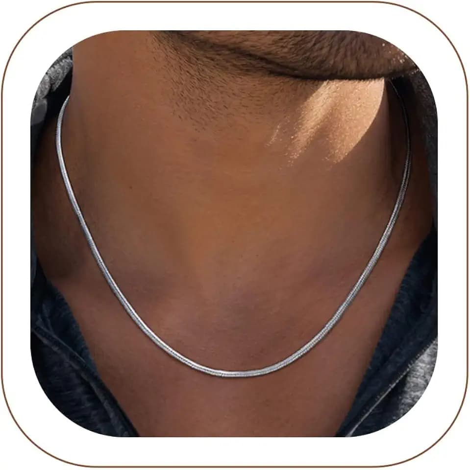 ChainsPro Stainless Steel Snake Chain Necklace for Women Men, Hidden Clasp