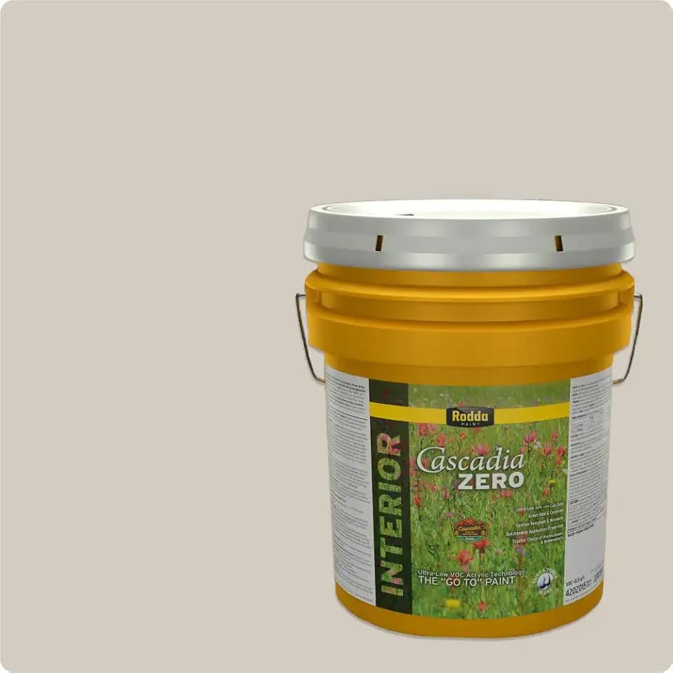 Rodda Paint CASCADIA ZERO Interior Satin Low VOC Paint & Primer in One, 5-Gallon, Platinum