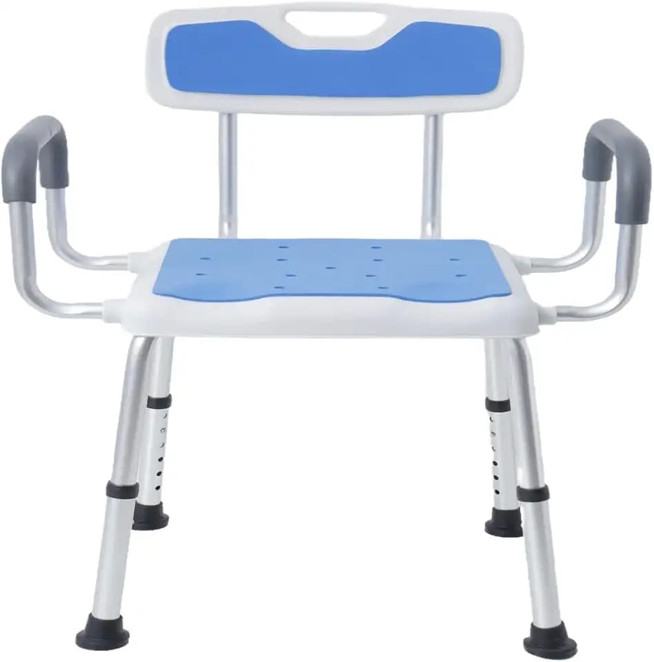 Plus Size Extra Wide Shower Chair for Elderly and Disabled, Anti-Slip Pads