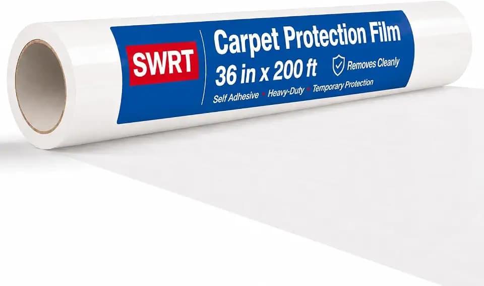 SWRT Carpet Protection Film - Self Adhesive Plastic Protector 36" x 200'
