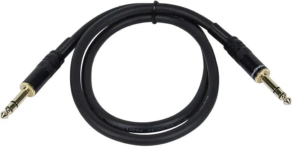 Monoprice 104792 3ft Premier Series 1/4in TRS Male to Male Cable, 16AWG (Gold Plated) Black