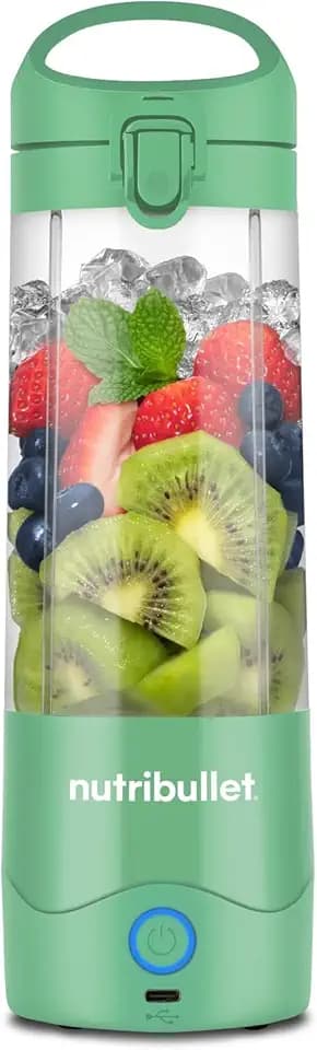 nutribullet Portable NBP003LG, tragbarer Mixer (475ml), wiederaufladbar, Mini Mixer, 4-Klingen-Messer, Tritanbecher, 15+ Zyklen pro Ladung, to-go, USB-C Aufladung, Hellgrün
