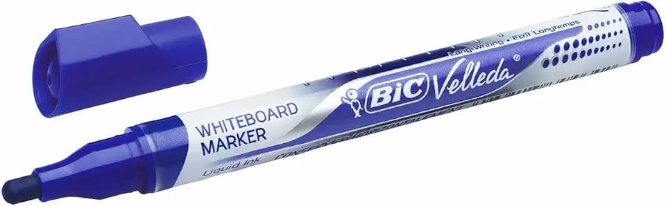 BiC Velleda Whiteboard-Marker, Liquid-Ink-Tank, trocken abwischbar, Blau, 12 Stück