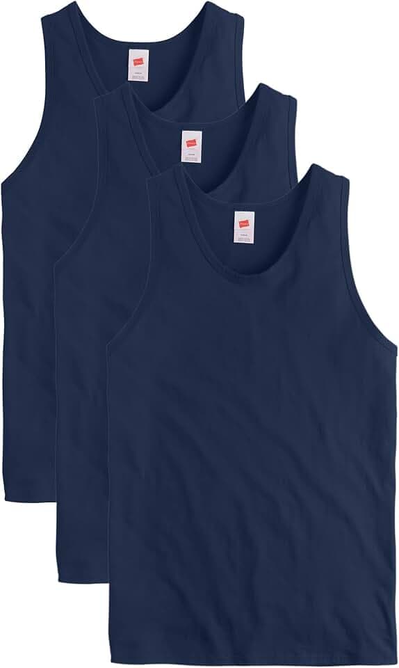 Hanes Men's Essentials Tank Top Pack, Midweight Cotton Tanks, Sleeveless Shirts, 3-Pack