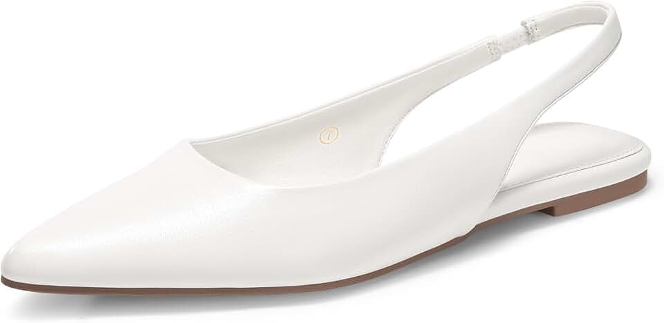 Coutgo Womens Slingback Flats Pointed Closed Toe Slip On Ballet Dress Shoes
