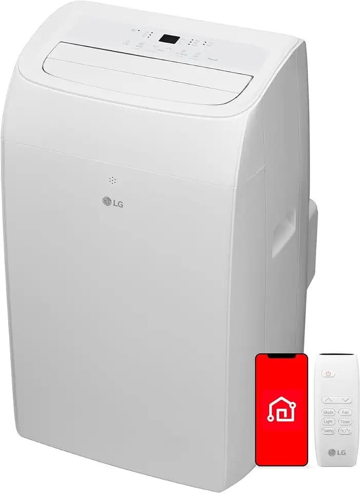 LG 8,350 BTU (DOE) / 12,000 BTU (ASHRAE) Smart Portable Air Conditioner, Cools 350 Sq.Ft. (14' x 25' room size),Smartphone & Voice Control works with LG ThinQ, Amazon Alexa and Hey Google, 115V