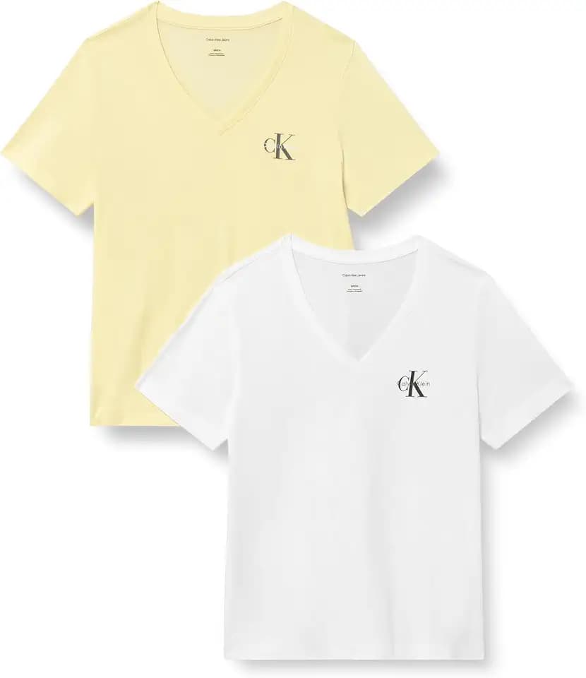 Calvin Klein Damen A- Logo Vn 2 Pack Tee Lv047c906g T-Shirts (1er Pack)