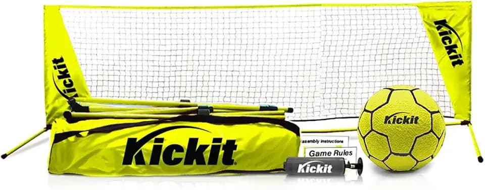 Kickit Soccer Tennis Game Set, Portable 6.5' Wide x 2' High Net & Soft Lightweight Ball, Play Outdoors, Indoors, Backyard, Beach, Complete Skills Training & Travel Friendly, Original
