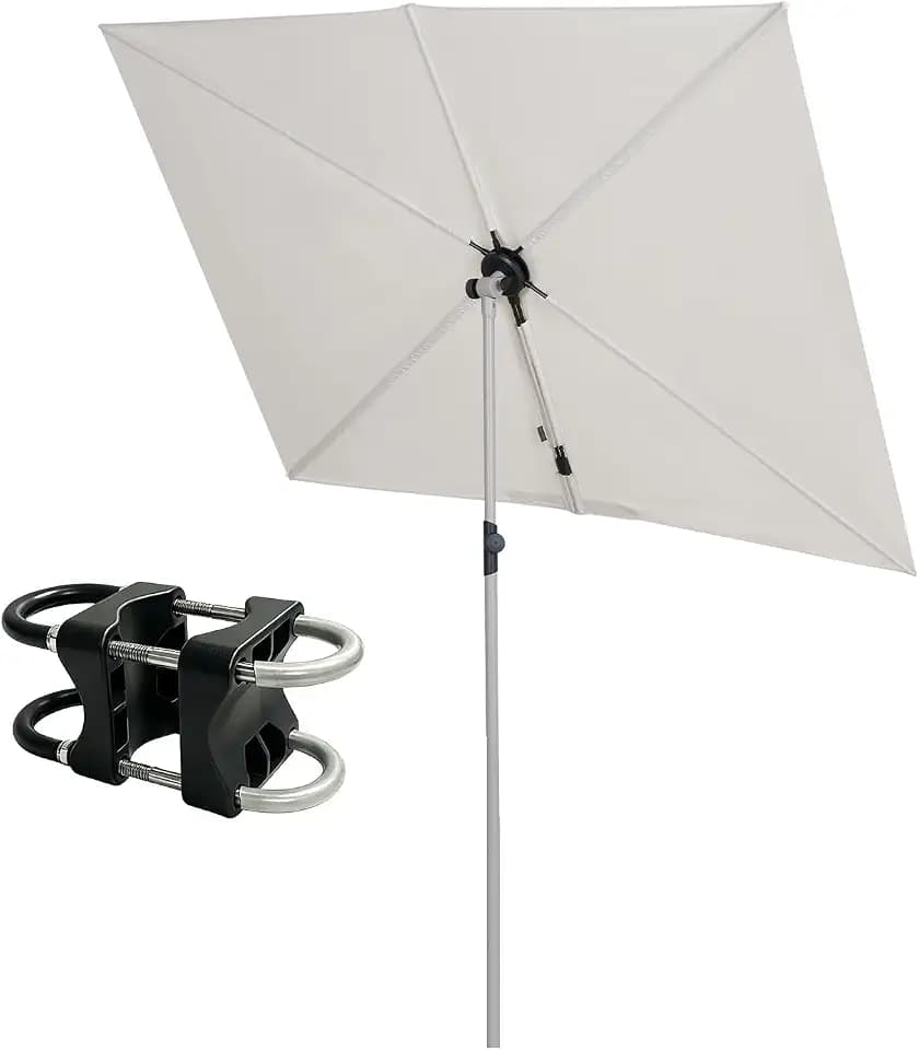 Grand patio Balcony Umbrella, JENA 6x4 FT Outdoor Umbrella, Rectangular Flat Canopy Versatile Patio Shade with 360 Degree Roating Knob for Deck Apartment, Beige