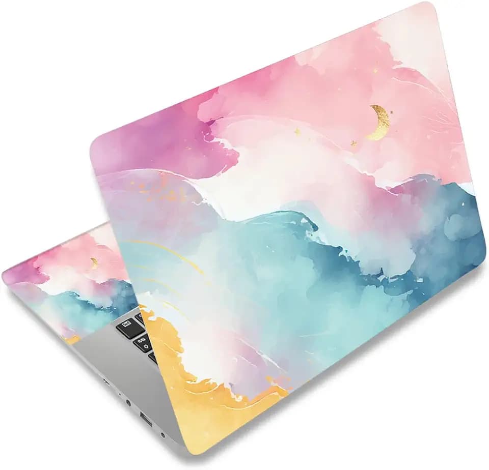 ARTSO 12 13 14 15 15.4 15.6 Inches Laptop Skin Sticker Decal Universal Netbook Skin Sticker Reusable Soft Notebook Art Protector Cover Decal, Pink Blue Ink Painting