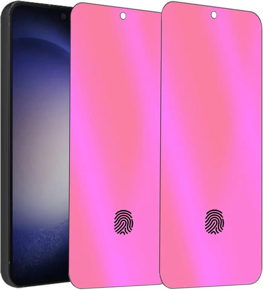 2 Pack Anti-Blue Privacy Tempered Glass for Samsung Galaxy S24 / S25 Anti-Spy Screen Protector Film Electroplated Gradient Colorful Support Finger Unlock 6.2 inch