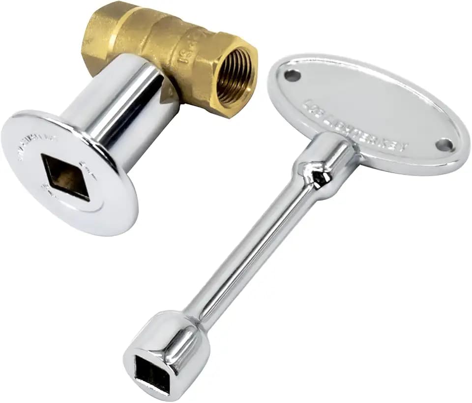 Himaweek 1/2 Inch Straight Gas Key Valve Kit for Fire Pit Fireplace with Flange and 3 Inches Key, Chromed (1/2'' Kit)
