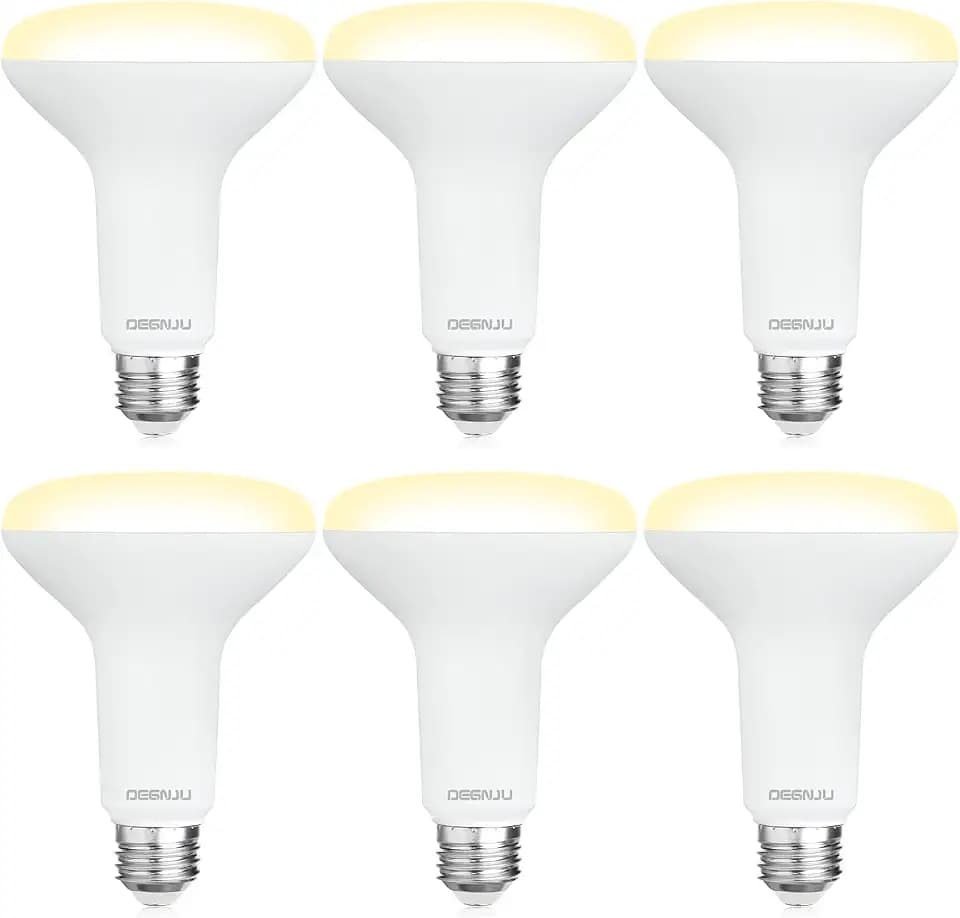DEGNJU 6 Pack BR30 LED Recessed Light Bulb, Dimmable Indoor Flood Light Bulbs CRI80 7W Equivalent 65W 2700K Soft White 650 Lumens, 15000 Lifetime Hours E26 Base LED Can Light Bulb, Flicker-Free