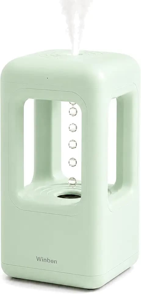 Mini Luftbefeuchter, 600 ml Ultraschall-Kaltnebel mit schwebendem Wassertropfen-Effekt, für Schreibtisch und Büro, USB-C-Netzbetrieb, Grün