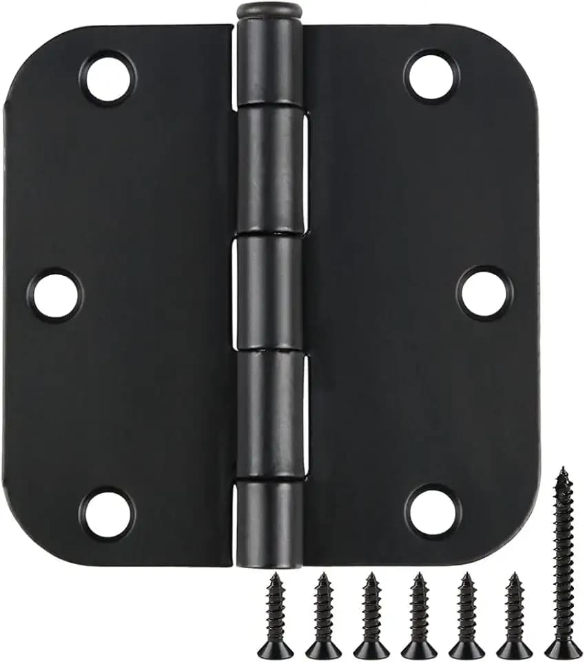 TDCHINGES Rounded Door Hinges Matte Black 3.5" Standard Hardware 36 Pack