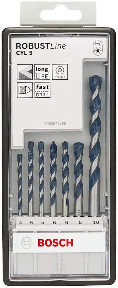 Bosch Professional 7 tlg. CYL-5 Betonbohrer Set (für Beton, Ø 4-10 mm, Robust Line, Zubehör Schlagbohrmaschine)
