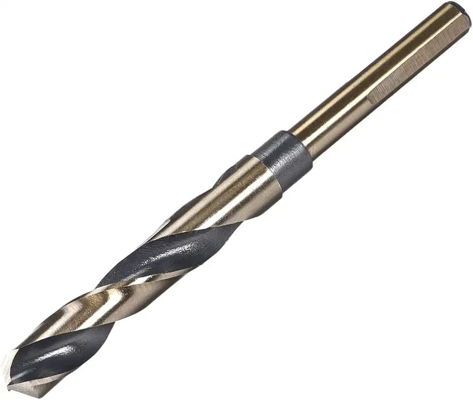 uxcell Reduced Shank Twist Drill Bits 14mm Black Nitride & Gold Titanium Coated High Speed Steel 4341 with 10mm (3/8") Shank for Stainless Steel Alloy Metal Plastic Wood