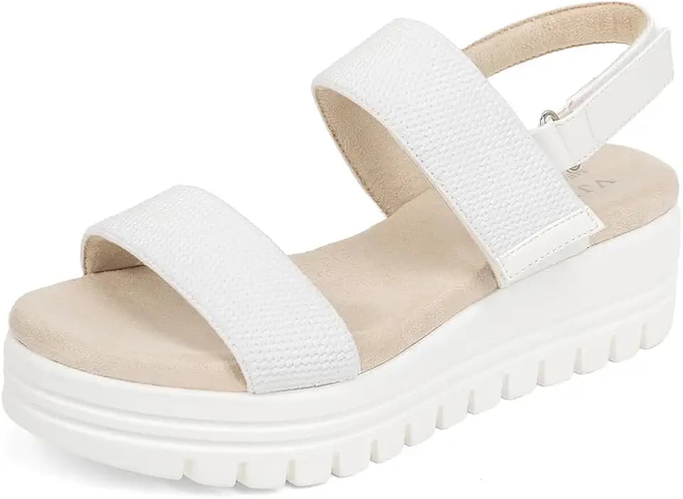 VJH confort Women's Wedge Sandals, Open Toe Ankle Strap Casual Platform Sandals