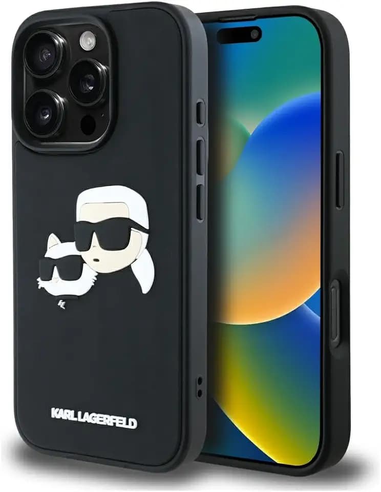 CG MOBILE Karl Lagerfeld HC 3D Rubber Hülle füruble Heads Hülle für iPhone 16 Pro Max Schwarz