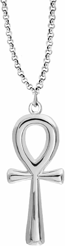 Kritz Damen Ankh Halskette Gold oder Silber aus Edelstahl 316L, Ägyptisches Kreuz Anhänger in klassischem oder 3D-Design - Schmuck Geschenk für Frauen