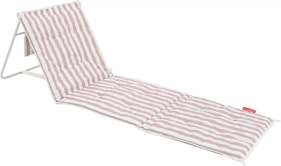 Flamingueo Strandstuhl - Für Strand und Pool - Einfacher Transport, Kippbarer - Rückentasche - Leichtgewicht - Polyester - Beige