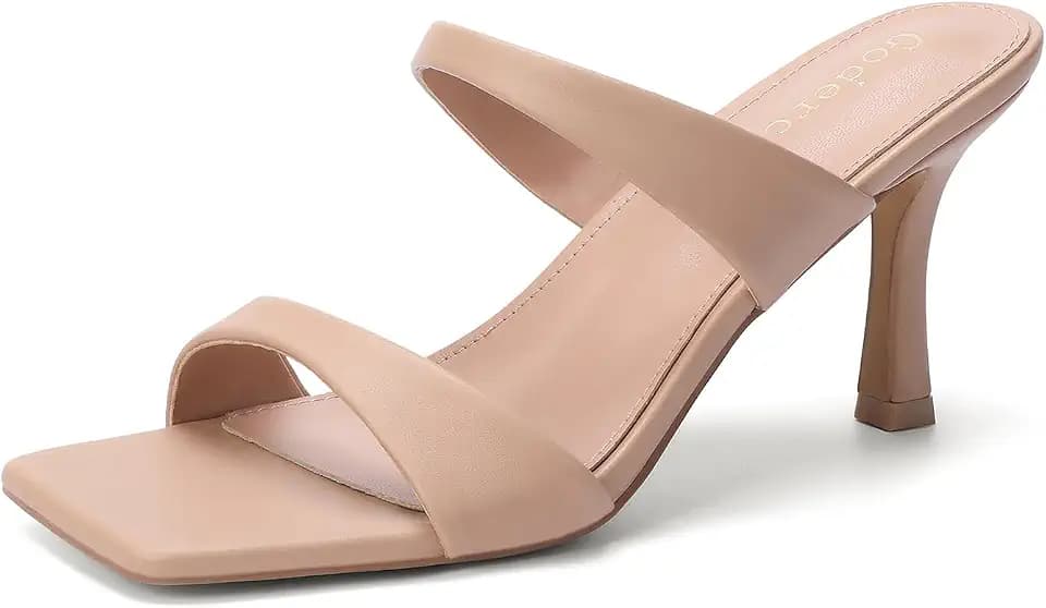 Goderci Women's Two Starps Kitten Heels