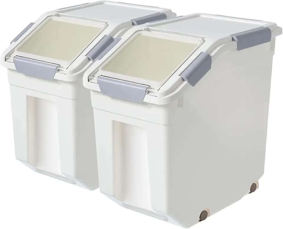 CITY BABY 2 Pack Airtight Flour Storage Container With Scoop,Dry Food, Sugar, Baking Supplies,Rice Container Set -BPA Free- Pet Food Storage Container,Dog Cat Birds Food Bin(50LB)