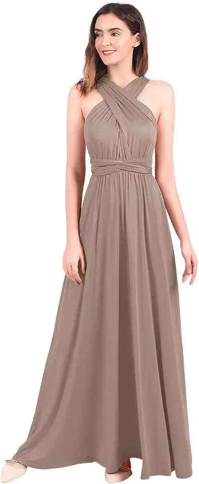 Langes Maxikleid für Damen, wandelbares Wickelkleid, schulterfrei, sexy, für Hochzeit, Brautjungfer, Abendkleid, bodenlang, für Abschlussball und Abendveranstaltungen