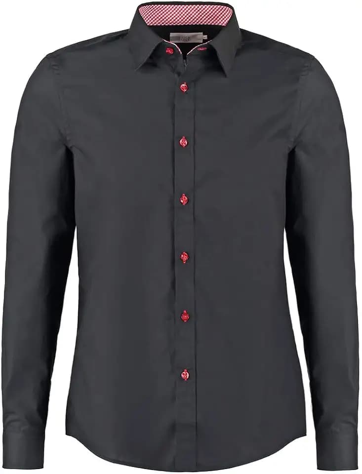 Pier One Herren Hemd Slim Fit in Weiß, Navy Blau o. Schwarz - Businesshemd Langarm bügelfrei - Oberhemden elegant mit Kontrast in Kragen und Knöpfen