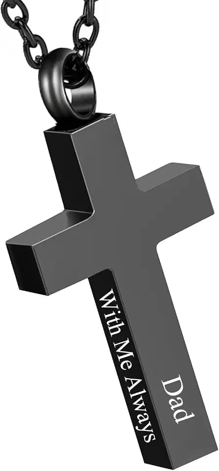 RIPFEVURN Cremation Jewelry Black Cross Urn Necklaces for Ashes for Women Men Human Ashes with Me Always Memorial Keepsake Pendant