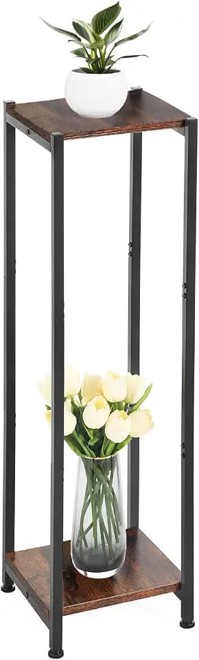 Dipion 40 Inch Tall Plant Stand Indoor,2 Tier Pedestal Stand,Rustic Brown